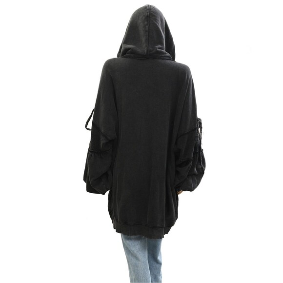 Free People Bow Girl Sweatshirt Hoodie Jacket Top Oversized Cotton XL NWD 283681 - Picture 9 of 12